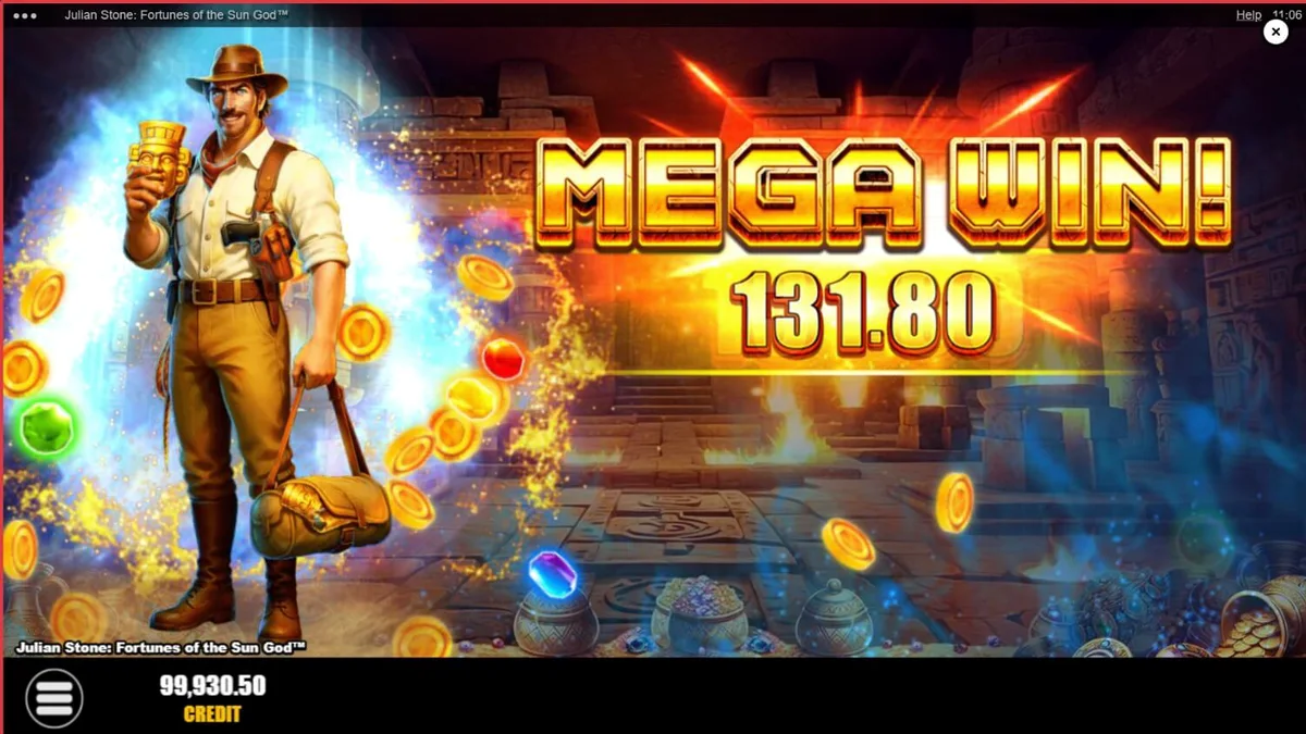 Julian Stone: Fortunes of the Sun God slot game interface